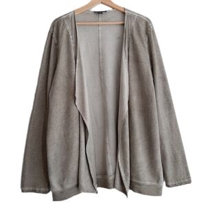 🍒 TRIBAL Mixed Media Burnout Style Open Front Cardigan Grey Sz XL